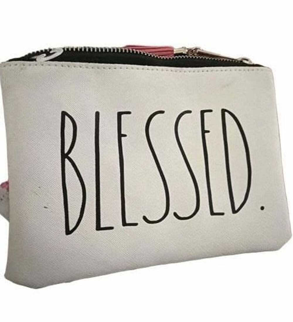 Rae Dunn Blessed Zipper Pouch Cosmetic Bag With Tassel